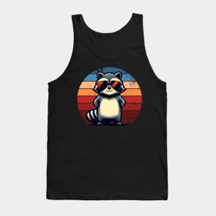 Cool Retro Raccoon in Sunglasses 70s 80s 90s Funny Raccoon Tank Top